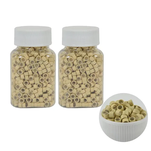 Miniatura 9 de 500 cuentas de extensiones de cabello con micro anillos forrados de silicona de 0.197 in, cuentas para extensiones de cabello con punta I