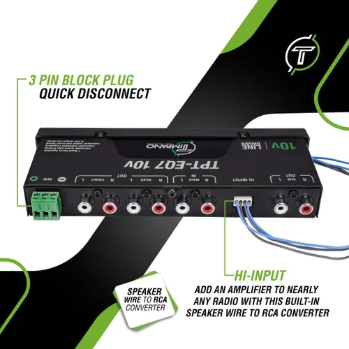 Miniatura 3 de Timpano ecualizador de 7 bandas TPT-EQ7 de 10V de alta tensión, control de línea de salida RCA de 6 canales y subwoofer y crossover de 1/2 din