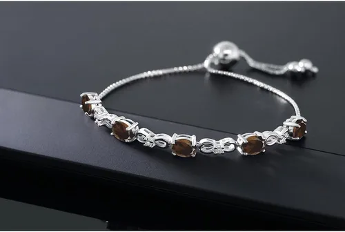 Miniatura 3 de Gem Stone King Pulsera de tenis de diamantes cultivados en laboratorio con piedra natal de 3-6 quilates para mujer, plata de ley 925, ovalada
