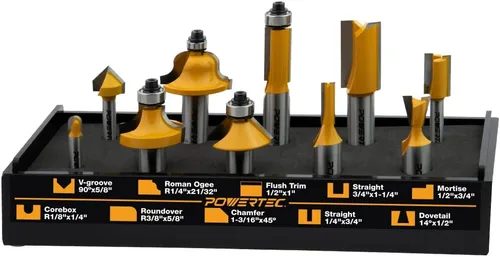 Miniatura 13 de POWERTEC 71869 Brocas de Router Kit de Incrustaciones de Latón Macizo con Plantilla de Mariposa 7 en 1 Pajarita Decorativa