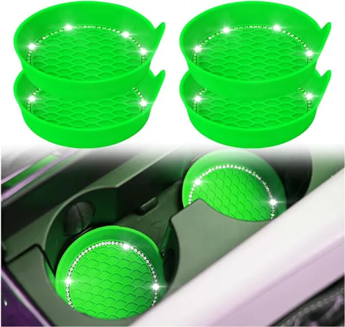 Miniatura 13 de zipelo Portavasos para automóvil con brillantes, paquete de 4 unidades, universal, para vehículo, antideslizante, portavasos con inserción, silicona