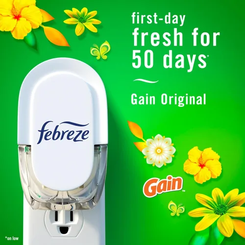 Miniatura 6 de Febreze Fade Defy PLUG - Ambientador antiolor para eliminar olores, Downy April Fresh, Gain Original, Linen & Sky, (3) recargas de aceite perfumado