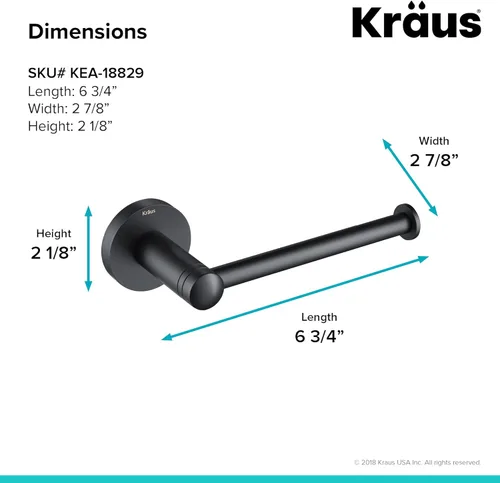 Miniatura 2 de KRAUS Elie KEA-18829MB - Soporte para papel higiénico, acabado negro mate, color negro