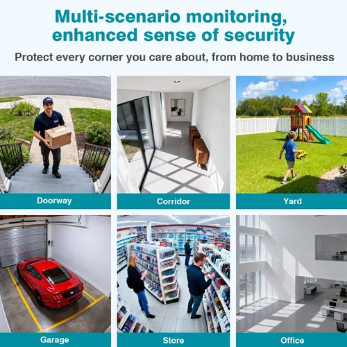 Miniatura 8 de Sistema de cámara de seguridad inalámbrica expandible de 10 canales con monitor de 10.1" 4 piezas de cámara de 5 MP para interior y exterior audio