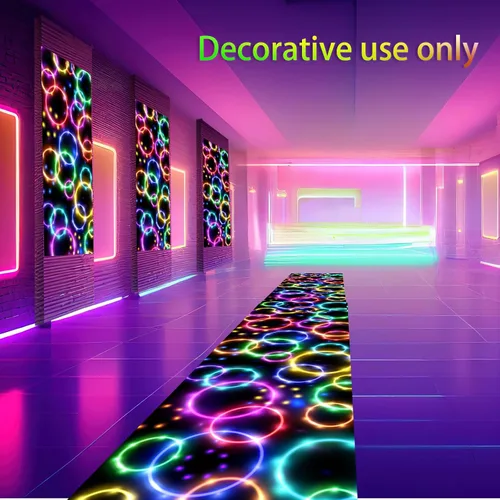 Miniatura 4 de Haull Pista de Baile con Luz Neón de 236 x 39 Pulgadas que Brilla en la Oscuridad, Corredor de Piso que Brilla en la Oscuridad, Decoraciones