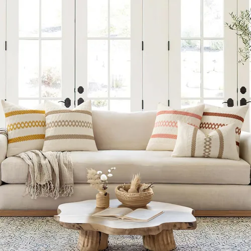 Miniatura 3 de MIULEE Fundas de almohada lumbares decorativas bohemias, cojín de algodón retro, tejidas de macramé para decoración del hogar para cama, sofá, neutro