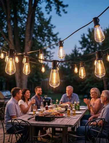 Miniatura 4 de 25FT LED Outdoor String Lights, ST38 Patio Lights Waterproof with 25 Shatterproof Edison Bulbs, Connectable Outside Hanging Light for Porch, Garden