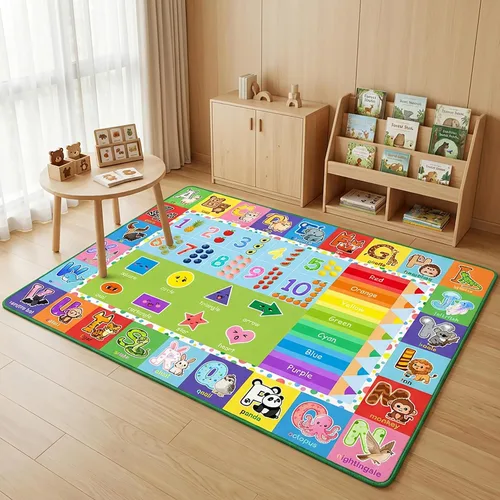 Miniatura 11 de ABC - Alfombra del alfabeto para dormitorio de niños, 2.5 x 4 pies, tapete de juego educativo con números y animales para guardería infantil