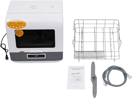 Miniatura 9 de Lavavajillas para encimera, 110 V, 800 W, portátil, pequeño, totalmente automático, mini lavavajillas con 3 modos con cesta de cuenco y tubo de agua