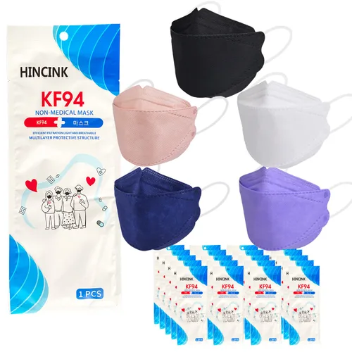 Miniatura 21 de [Paquete de 30] Mascarillas Kf94 negras [empaquetadas individualmente], unisex, máscara de 4 capas, estilo triple plegable para adultos y mayores