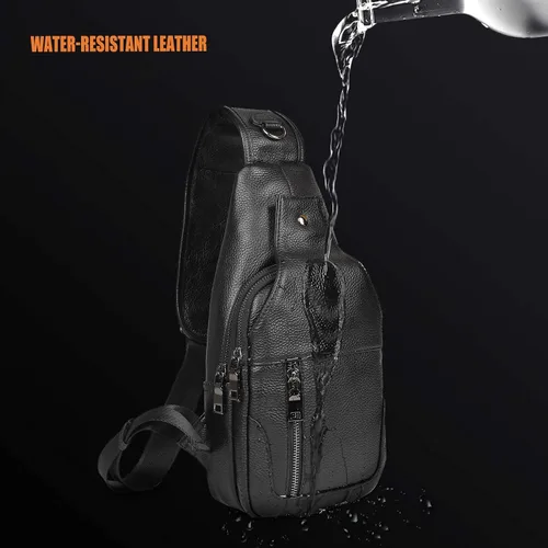 Miniatura 6 de Polare - Bolso bandolera de piel de vacuno impermeable y casual para hombre