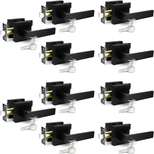 Miniatura 16 de Manijas de Puerta para Interiores, Pomos de Puerta Interiores, Manija de Puerta Negra con Palanca Reversible, Juegos de Cerraduras de Puerta