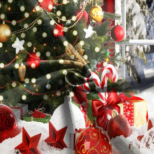 Miniatura 4 de Cortina de ducha de Navidad con ventana, cortinas de escena para baño, decoración de invierno, árbol de Navidad brillante, bañeras de baño, cortinas