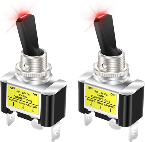 Miniatura 9 de DaierTek Interruptor de palanca con luz LED azul de 12 V, 30 amperios, 12 voltios, interruptor de palanca SPST ON Off 2 posiciones 3pin