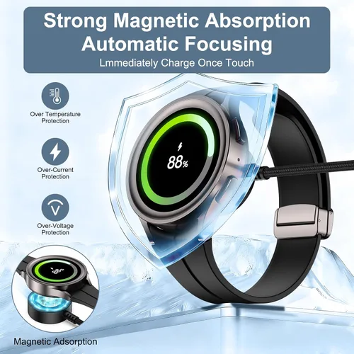 Miniatura 4 de Magnetic Samsung Fast Charger Cord for Galaxy Watch 8 Classic/8/7/Ultra/6/6/5 Pro/5/4/3/FE/2/ 2in1 USB A & USB C Fast Charging Cord 6FT for Samsung