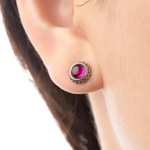 Miniatura 59 de Aretes de plata de ley con piedra natal de cristal real, joyería para mujer, moda occidental 925, envejecida, bohemia, hecha a mano, el mejor regalo