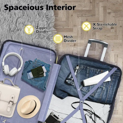 Miniatura 4 de AnyZip Equipaje ABS+PC Hardside maleta ligera con ruedas giratorias TSA Lock, Crema