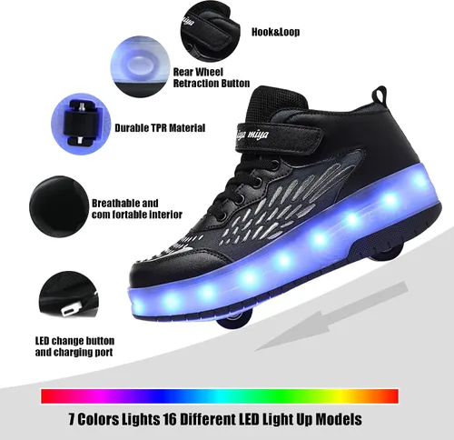 Miniatura 23 de Tenis con ruedas para niños y niñas, tenis deportivos recargables con luz LED para principiantes, el mejor regalo