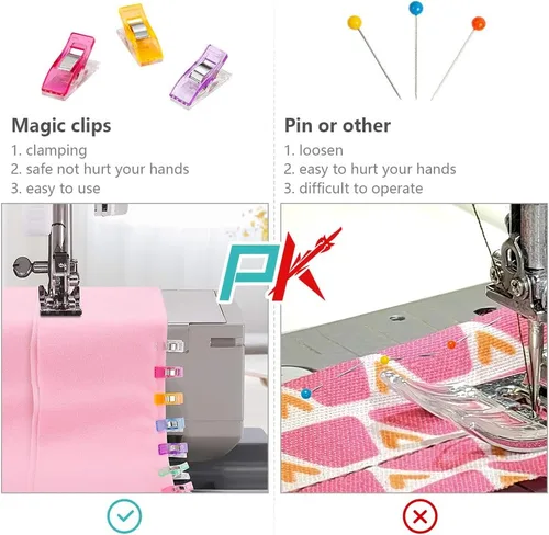Miniatura 5 de Doukey 100 clips de costura grandes, clips de tela, nociones de costura para coser, suministros de acolchado, herramientas de manualidades, clips