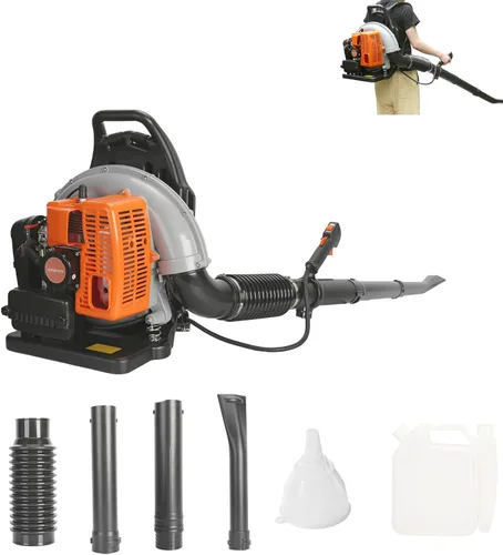 Soplador de hojas de gas, 63CC 665CFM Mochila Soplador de hojas, 3HP 2 tiempos soplador de mochila, Soplador de hojas a gas, Soplador de gas para