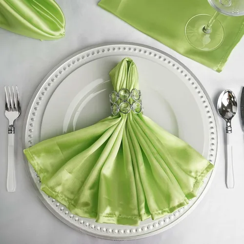 Miniatura 2 de Efavormart - Paquete de 5 servilletas de satén sin costuras, color verde manzana, resistentes a las arrugas, 20 x 20 pulgadas Manzana Verde