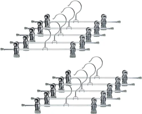 Miniatura 21 de Mawa by Reston Lloyd - Percha de ropa para pantalones y faldas con dos clips antideslizantes, estilo K/30D, 12 pulgadas, juego de 12, negro