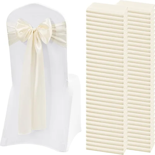 Miniatura 8 de 60 bandas de satén para silla, color burdeos, para fiestas, hoteles, bodas, recepciones, restaurantes y decoración de eventos (7 x 108 pulgadas)