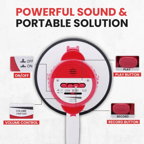 Miniatura 8 de Pyle-Pro PMP35R megáfono profesional con sirena y grabadora de voz