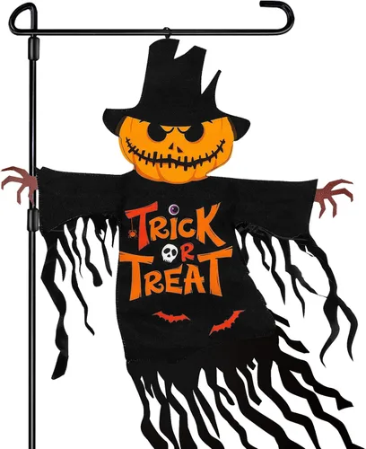 Bandera de Jardín de Halloween para Exteriores Decoraciones al Aire Libre Impresas Doble Cara, Calabaza Fantasma Banderas de Patio para Invierno