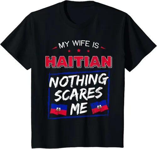 Miniatura 72 de My Wife Is Haitian Republic of Haiti Heritage Roots - Camiseta con bandera, Negro, S