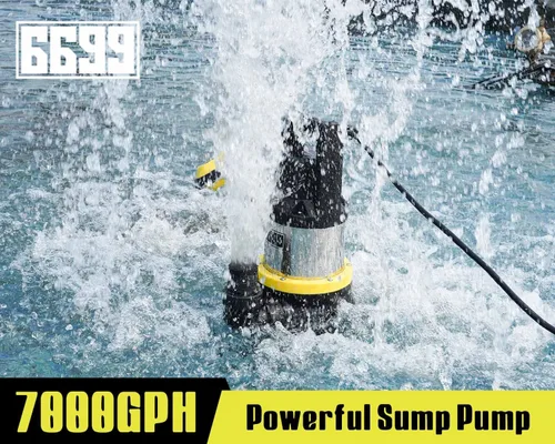 Miniatura 2 de Bomba de sumidero sumergible de 7000 GPH potente bomba de agua para drenaje de piscina, bomba de utilidad de acero inoxidable de 1.5 HP