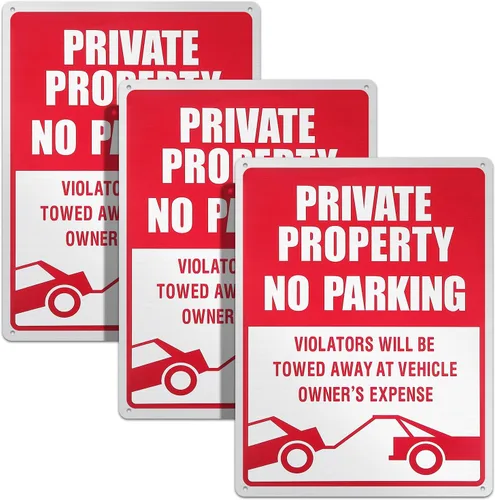 3 piezas de señal de no estacionar, señal reflectante de propiedad privada de 14 x 10 pulgadas, los infractores serán remolcados, aluminio libre de
