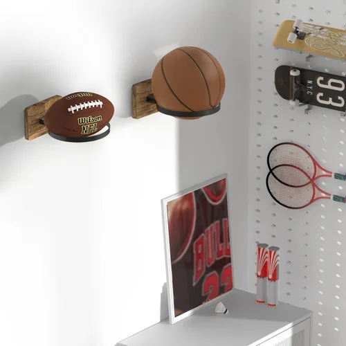 Miniatura 5 de Soporte de Pared para Baloncesto, Organizador de Exhibición y Almacenamiento de Pelotas para Baloncesto, Fútbol, Fútbol Americano, Voleibol