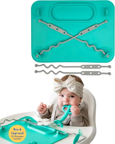 Miniatura 8 de BUSY BABY Mini Alfombrilla de Silicona - Ventosas Nuevas y Mejoradas, 2 Correas para Asegurar los Artículos Esenciales del Bebé, Autoalimentación