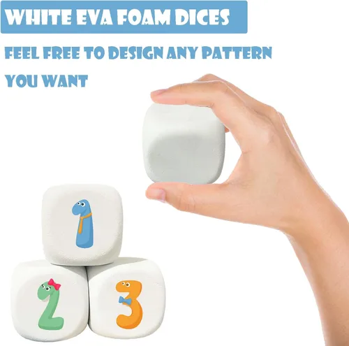 Miniatura 5 de Dados de espuma EVA blanca de 2.5 pulgadas para grafiti infantil, bloques de construcción, pintura creativa, suministros de fiesta, 12