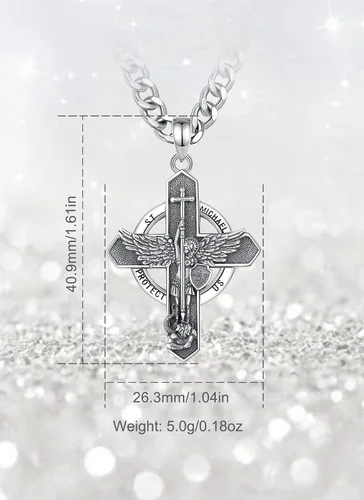 Miniatura 146 de CELESTIA Medallas de plata de ley 925 San Miguel/San Cristóbal/San Benito/San Gabriel/Virgen María/Jesús/Caravaca/Metatrón/Sello de los Siete