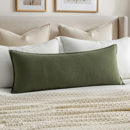 Miniatura 17 de MIULEE Fundas de almohada decorativas de lino de 12 x 20 pulgadas, almohadas neutras bohemias de cenizas azules para cama, paquete de 1 funda