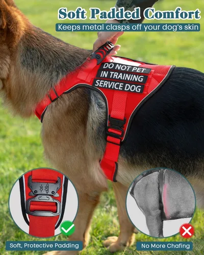 Miniatura 6 de Chaleco de perro de servicio para perros medianos, arnés de perro de servicio en entrenamiento con parches, chaleco ajustable para perros