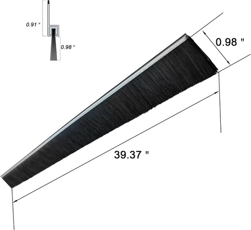 Miniatura 2 de Paquete de 1 cepillo de barrido de puerta de 0.98 pulgadas de ancho x 39.37 pulgadas de largo, sello inferior de puerta de aluminio Retsun