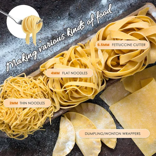 Miniatura 7 de NEWTRY Máquina eléctrica para hacer pasta familiar, máquina para hacer fideos, rodillo de masa, cortador de prensa con 3 accesorios de cuchilla