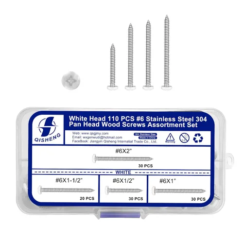 Miniatura 18 de White Head - 25 tornillos de madera Phillips de acero inoxidable #10 x 4, tornillos recubiertos blancos, tornillos de madera, tornillos de acero