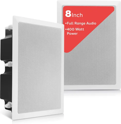 Pyle Altavoz Empotrado de Montaje en Techo y Pared - Sistema de Altavoces Estéreo de 400 Vatios para Pared/Techo de 8 Pulgadas de Rango Completo con