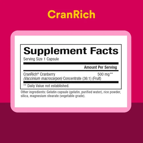 Miniatura 4 de CranRich de Natural Factors, Concentrado de Arándano de Fuerza Súper, Suplemento Antioxidante para el Apoyo del Tracto Urinario, Sin OMG, 90 Cápsulas