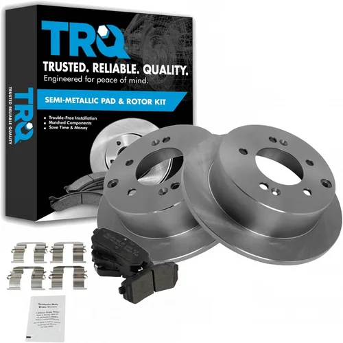 Miniatura 102 de TRQ Juego de pastillas de freno semimetálicas traseras y rotores compatibles con Chevrolet Trailblazer 02-06 Trailblazer EXT 04-06 SSR 02-07 GMC