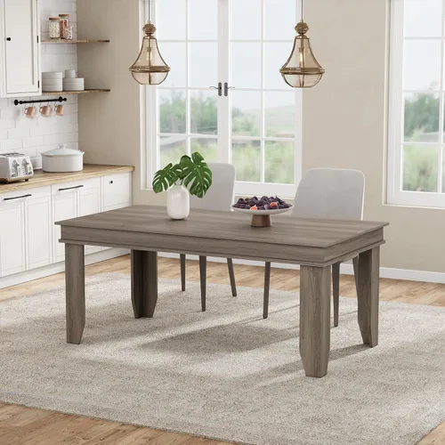 Miniatura 14 de GarveeHome Mesa de comedor de granja para 6-8 personas, mesas de cocina de 71 pulgadas de largo con marco resistente de madera, mesa rectangular