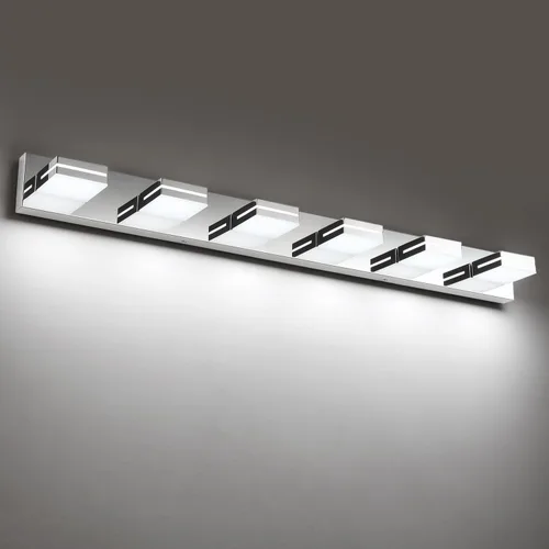 Miniatura 44 de SineRise - Lámpara LED para tocador de baño - Moderna lámpara de acrílico con acabado cromado para iluminación de pared sobre el espejo - 2 luces