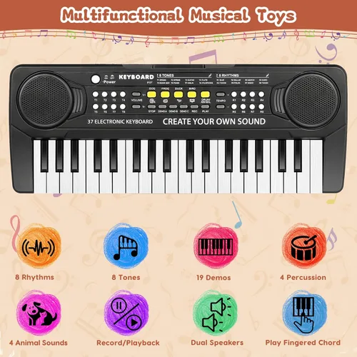 Miniatura 3 de Teclado de Piano de 37 Teclas Mejorado para Niños, Juguetes Musicales para Niñas de 3, 4, 5, 6 Años, Teclados y Pianos para Principiantes