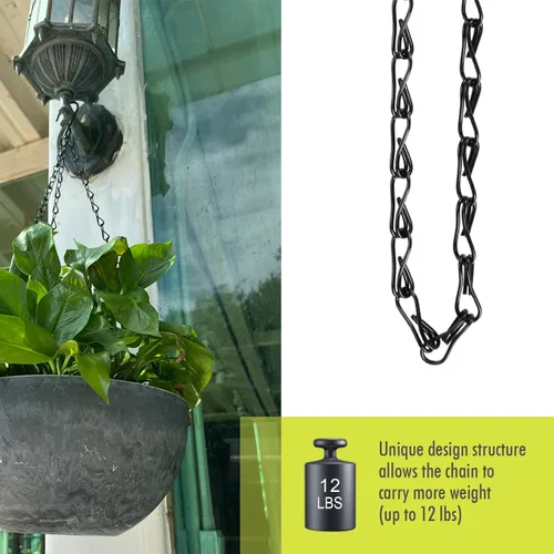Miniatura 3 de Cadena Fetanten para Colgar Plantas, Cadenas Negras de 10 Pulgadas para Plantas en Macetas Colgantes con Ganchos para Comedero de Pájaros