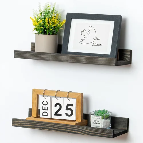 Miniatura 39 de FLYJOE Estante de repisa de fotos para pared, 24 pulgadas de madera de fresno maciza, estantes para libros de guardería, estantes flotantes