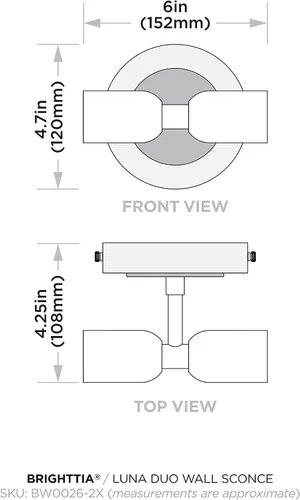 Miniatura 6 de BRIGHTTIA Luna Duo - Lámpara de pared de 2 luces, accesorio moderno de mediados de siglo para pared y techo, lámpara Edison minimalista para pasillo